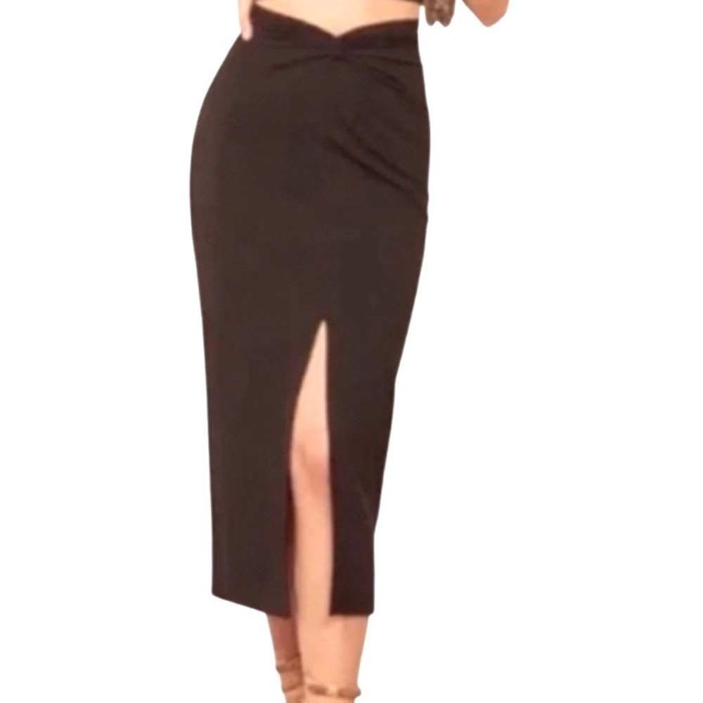 NWT Reformation Black Rylan Twist Front Skirt - Sz L